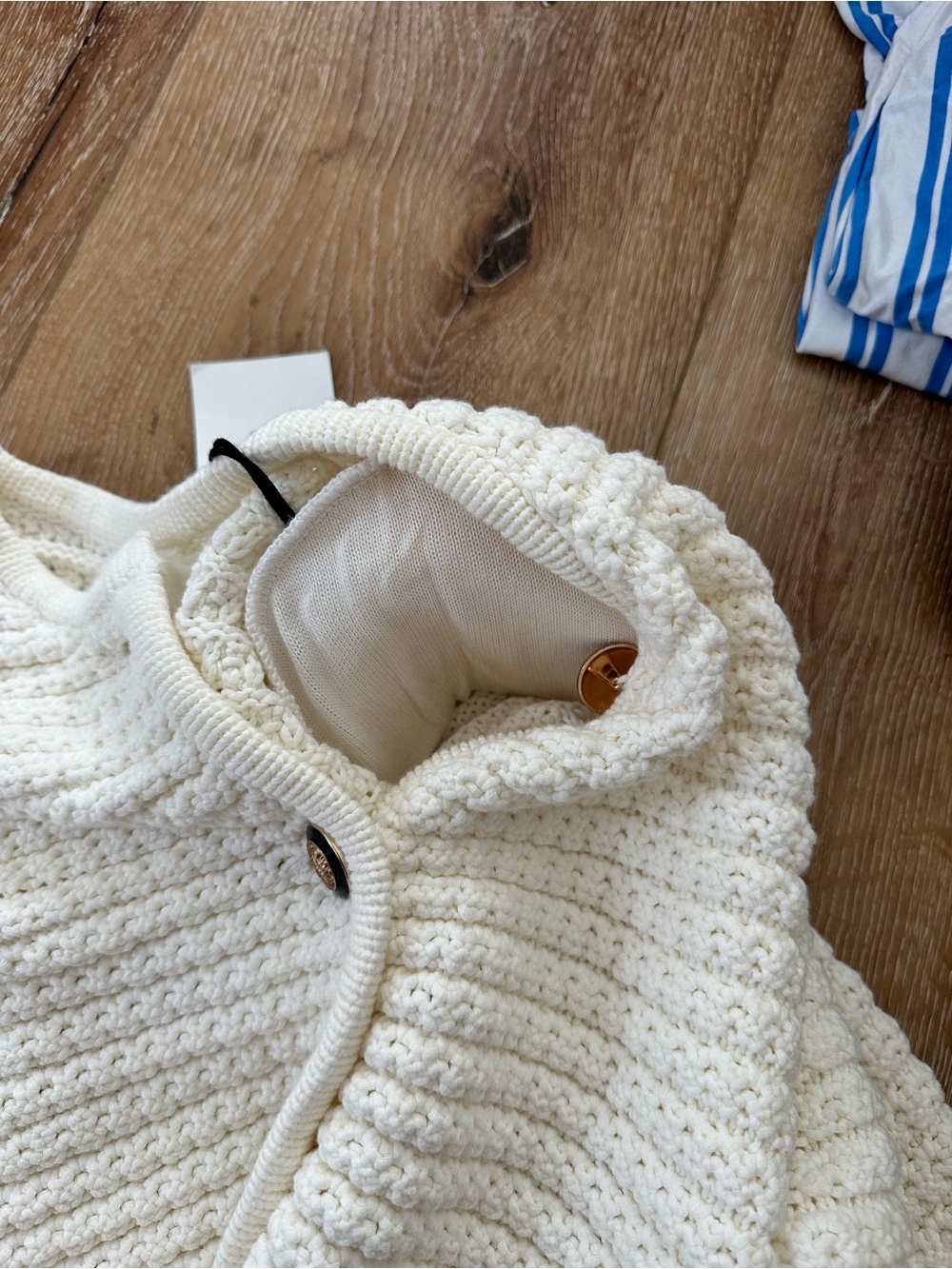 ba&sh Cream Textured Knit Button-Front Cardigan - Picture 7 of 7